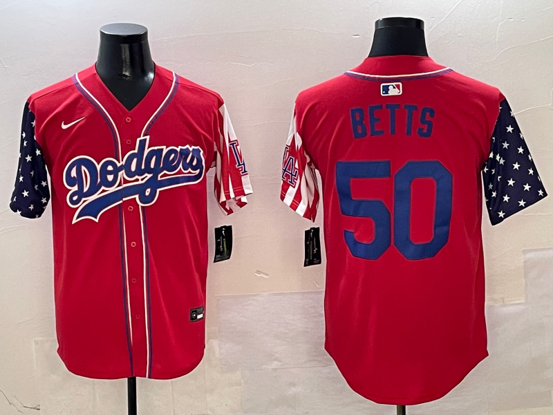 Men's Los Angeles Dodgers Mookie Betts #50 Red Jersey